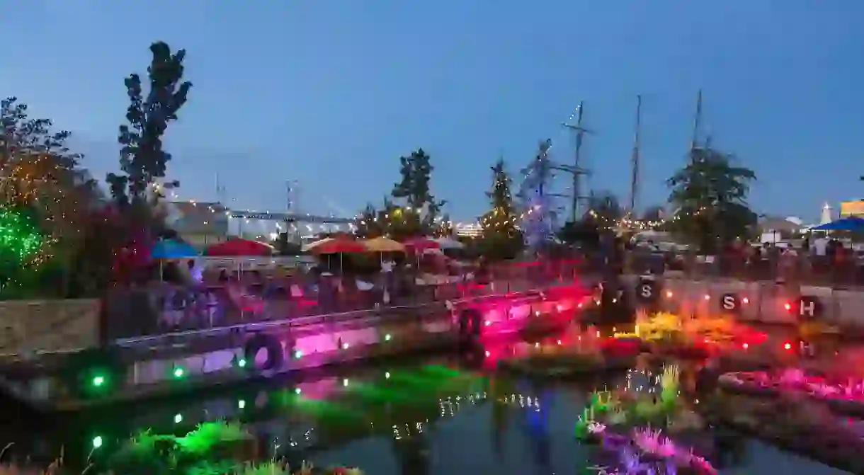 Spruce Street Harbor Park in Philadelphia is a seasonal venue worth checking out, especially at night