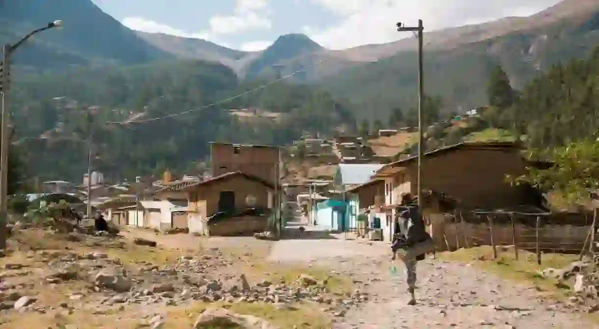 Lucy arriving at Conchucos, in Peru, which sits at an altitude of 3,200m (10,500ft)