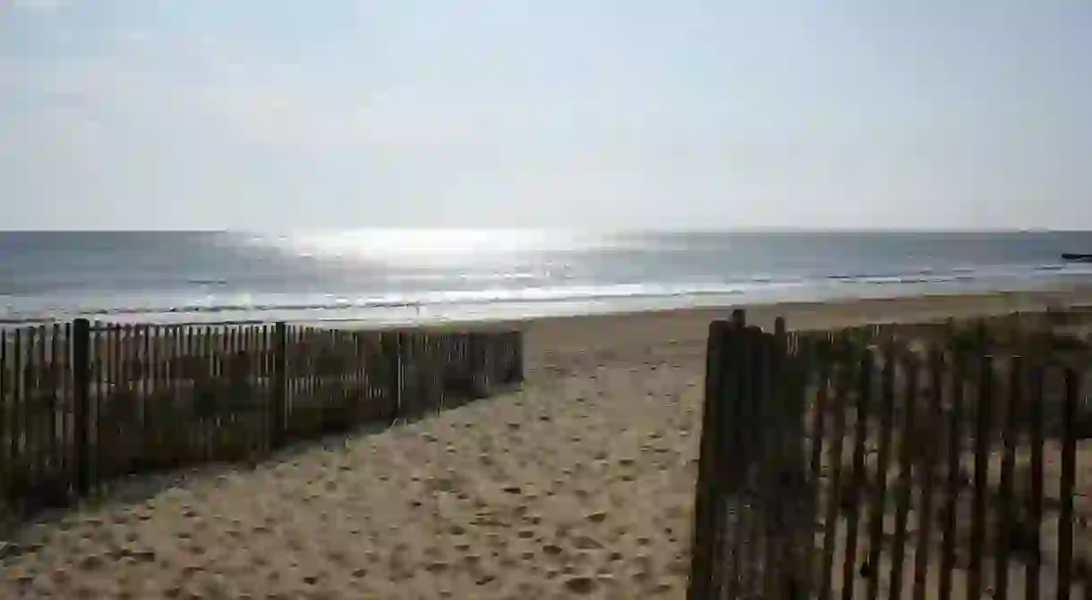 Seascape/landscape of the entrance to Rehoboth Beach, Delaware