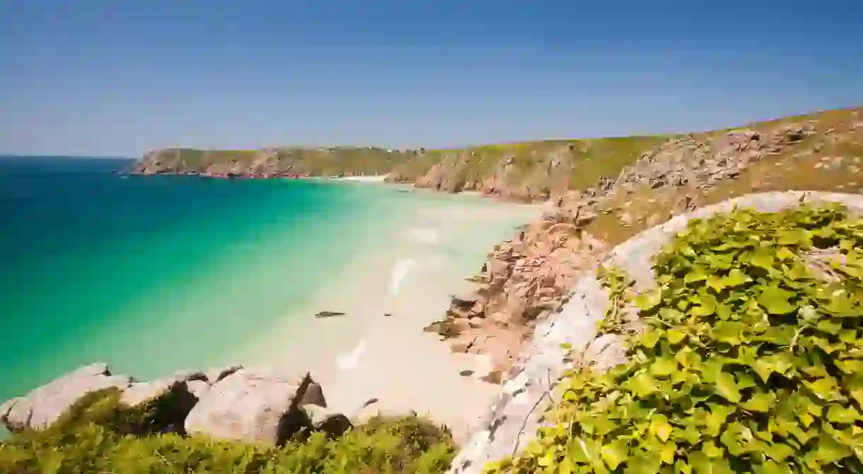 Porthcurno beach in Cornwall