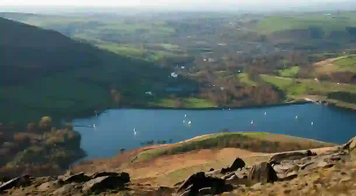 Dovestone Reservoir is a great spot for orienteering, sailing and rock-climbing