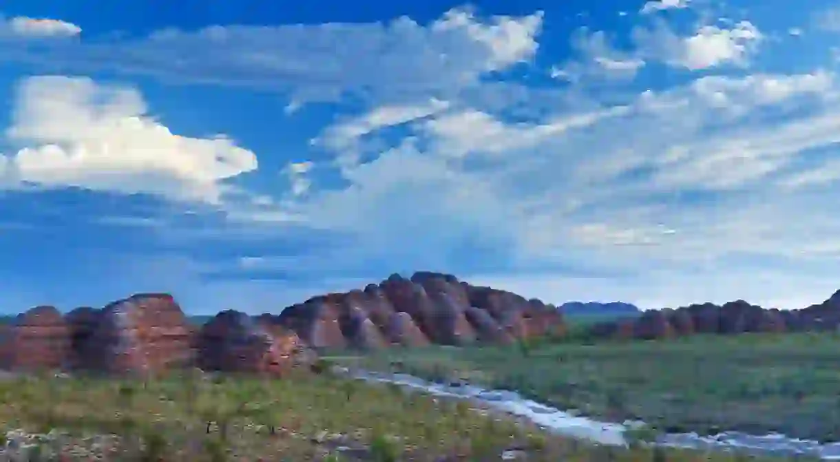 Views at dusk of the Bungle Bungle range in Purnululu National Park, a Unesco World Heritage site