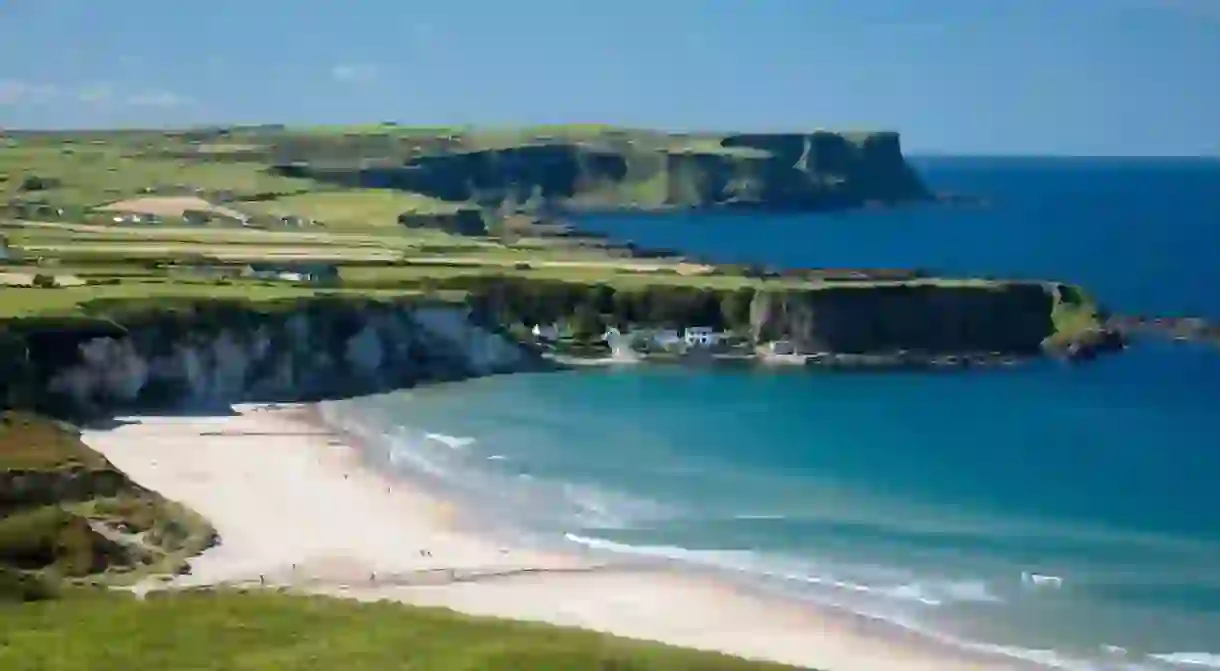 The dramatic landscape of White Park Bay, near Ballintoy, featured in Game of Thrones