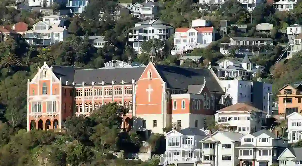 The iconic architecture of Saint Gerards Catholic Church and Monastery of Mount Victoria, Wellington