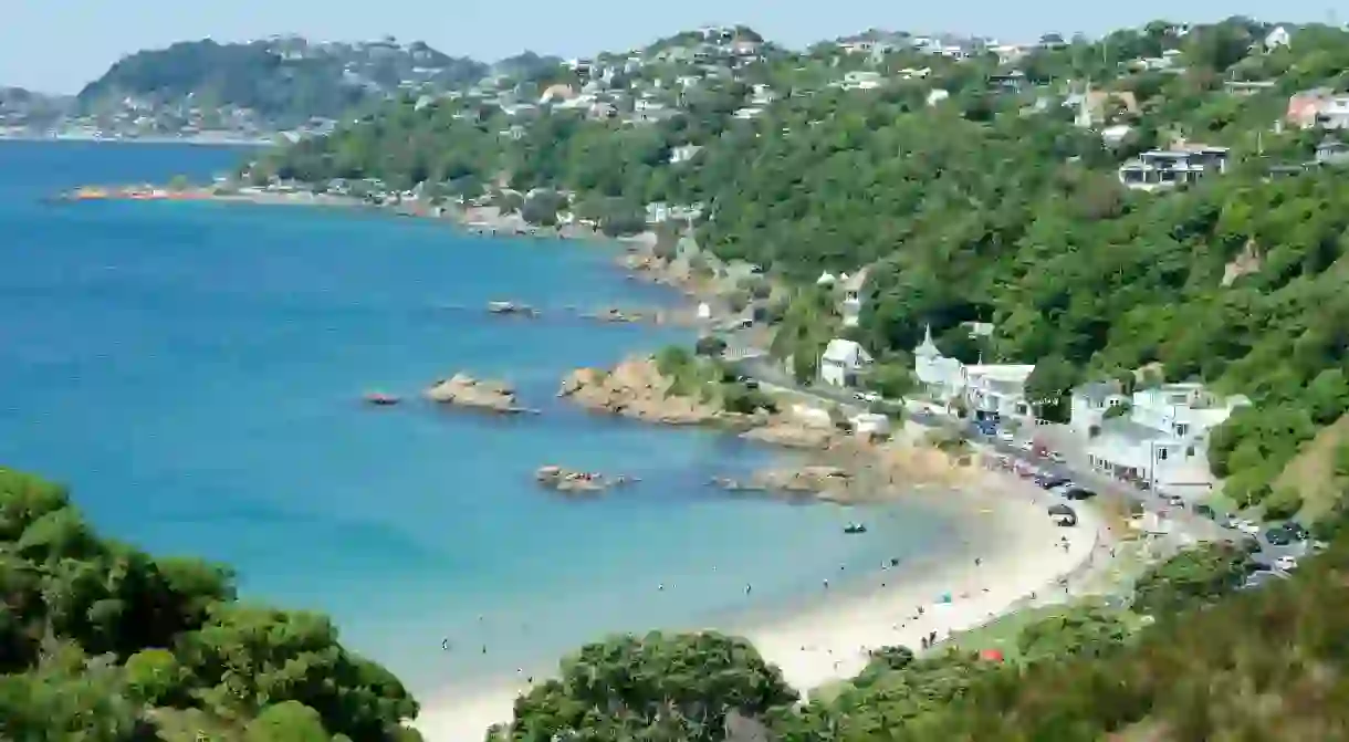 Wellingtons beaches extend along the Cook Strait between the Tasman Sea and the South Pacific Ocean