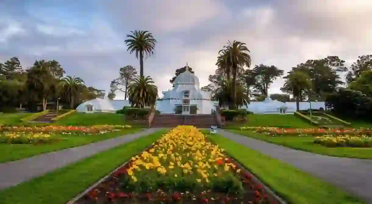 The Victorian-era Conservatory of Flowers is one of the draws of Golden Gate Park