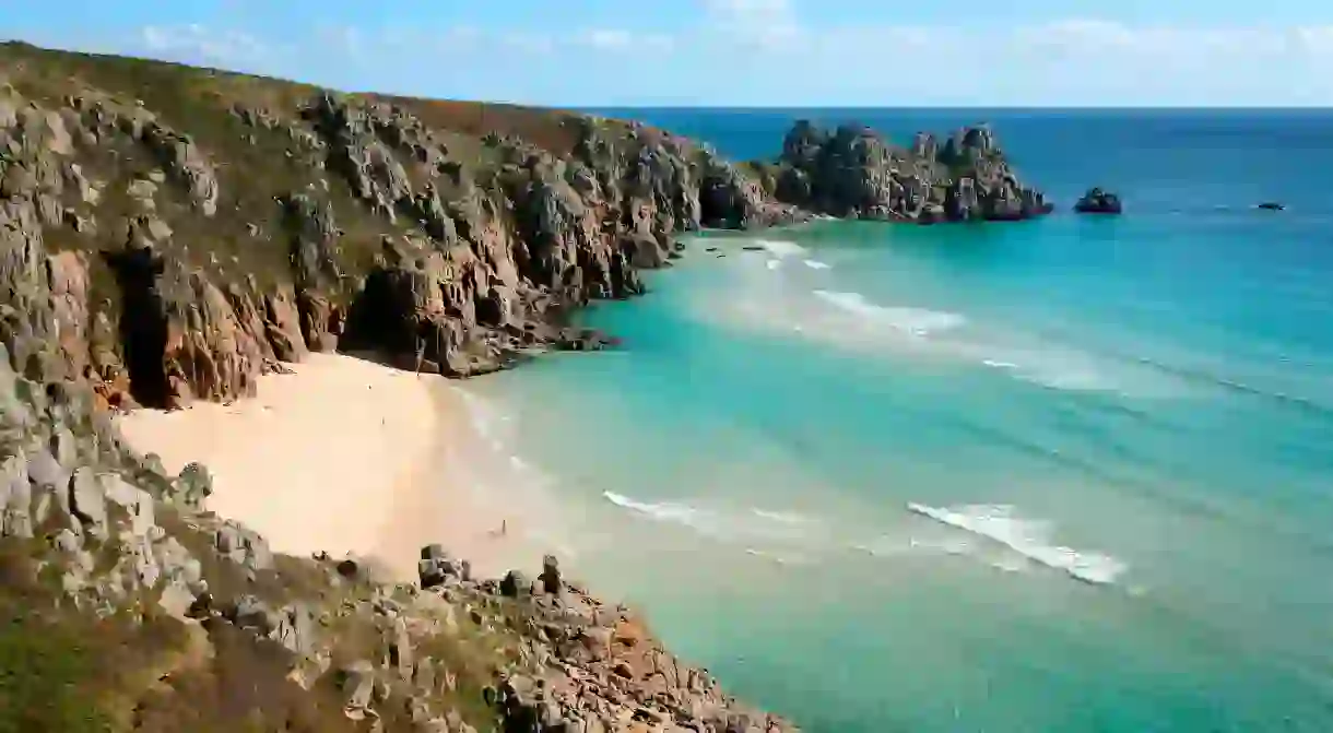 Porthcurno is one of the top beaches along Cornwalls extensive coastline