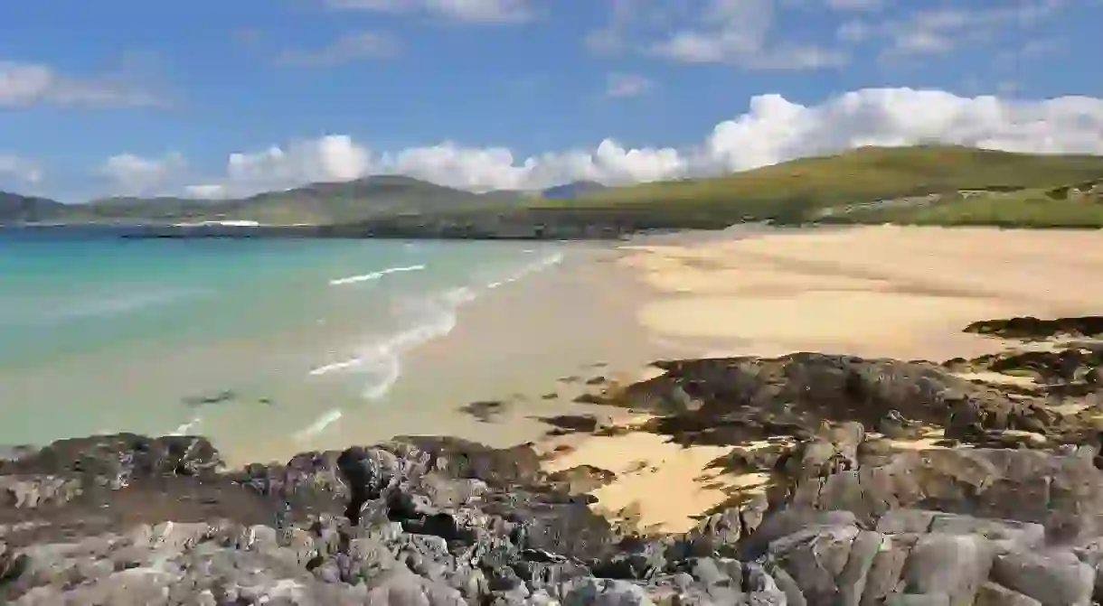 Traigh Iar is on the Isle of Harris in Scotlands remote Outer Hebrides