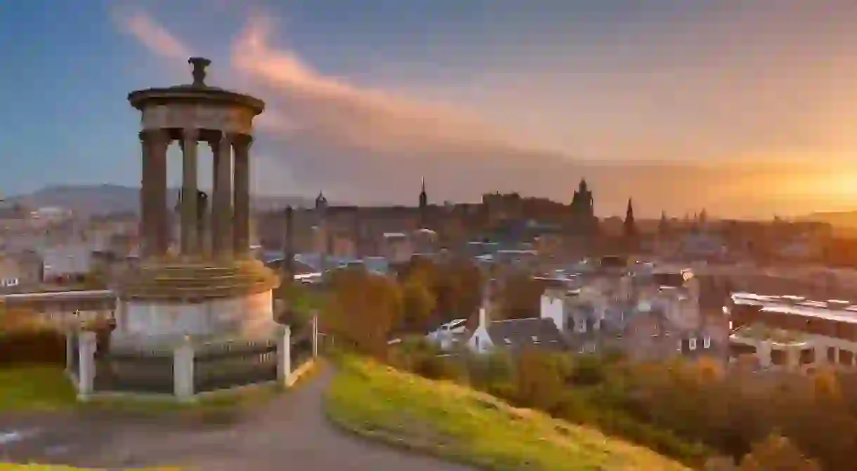 Watch the sunset fall over Edinburgh’s beautiful skyline from Calton Hill