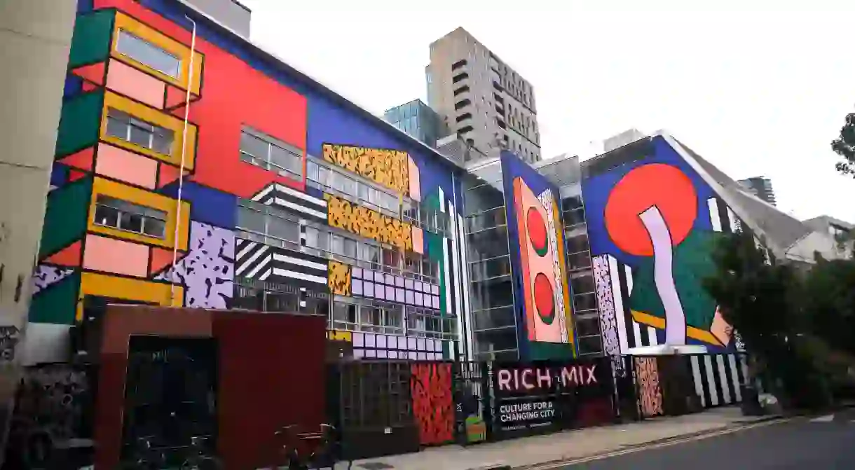 Camille Walala mural at the Rich Mix arts centre