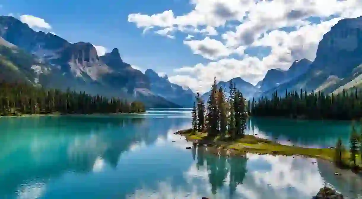 Maligne Lake is home to three glaciers, various summertime boat cruises, and access to the Skyline Trail and Spirit Island