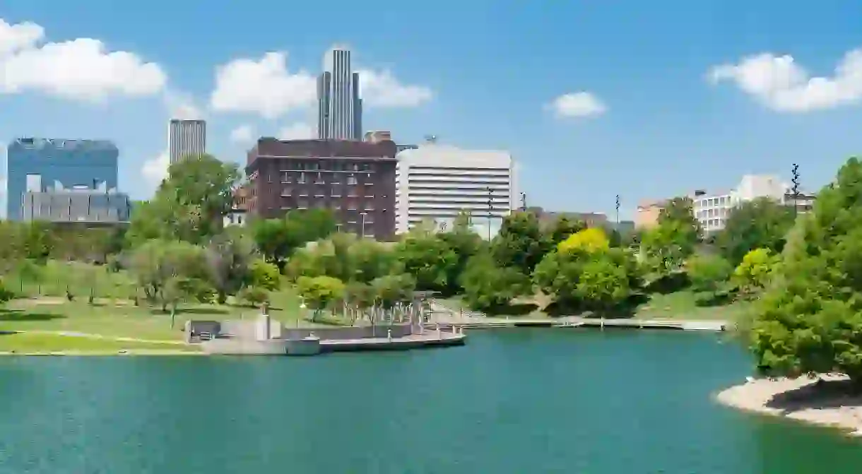 Boat tours run on the lake at Omahas Heartland of America Park, where you might even meet the resident swans, Romeo and Juliet