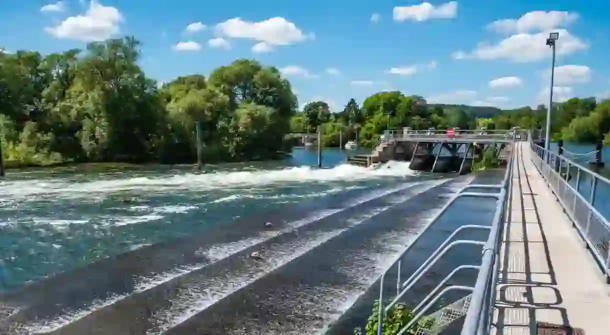 The Hambleden Lock is on River Thames in Berkshire, England