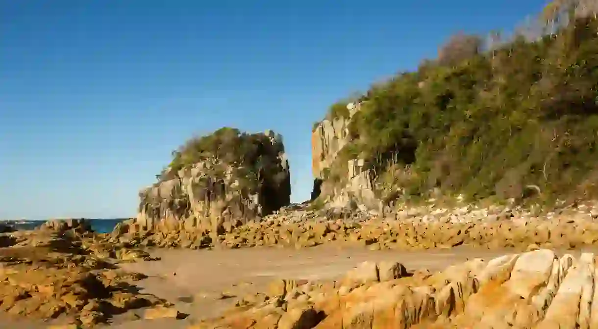 Australian coastal landscape at Diamond Head in Crowdy Bay National Park NSW