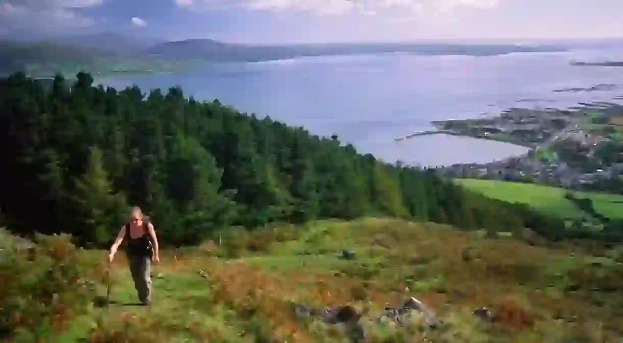 A walk up Slieve Foye takes you high up above the town and the lough