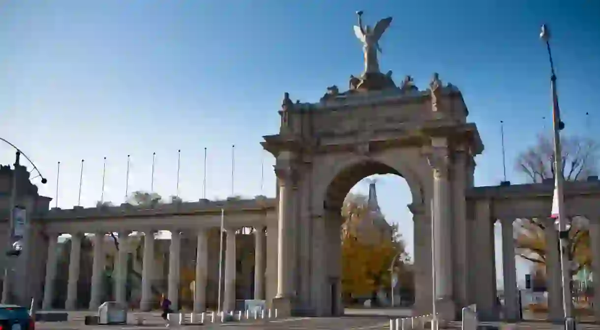 The eastern entrance to Exhibition Place is marked by the Princes Gates