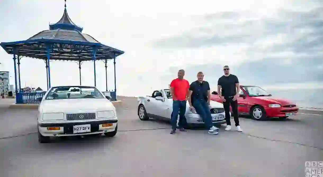 From left, Chris Harris, Freddie Flintoff and Paddy McGuinness. The Top Gear presenters took a UK road trip in series 28