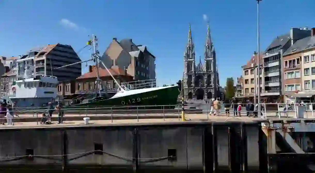 The cityscape from the harbour with Church Saint Peter and Saint Paul in sight