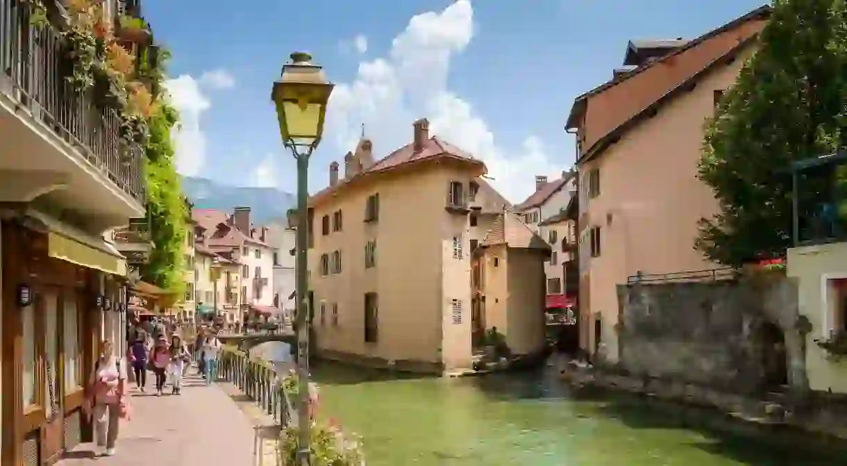 Stroll through the medieval streets of Annecy, Haute-Savoie, France, and discover some tucked-away art galleries