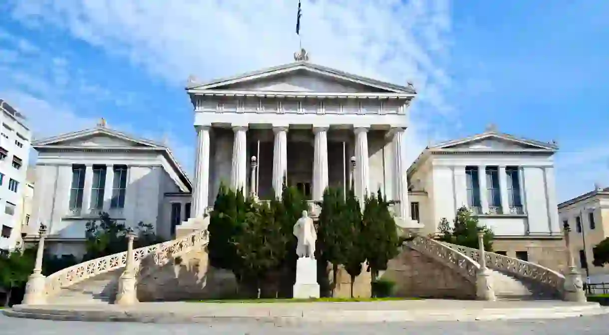 The stunning National Library of Athens was established in 1902 with the aim of preserving Hellenic intellectual heritage