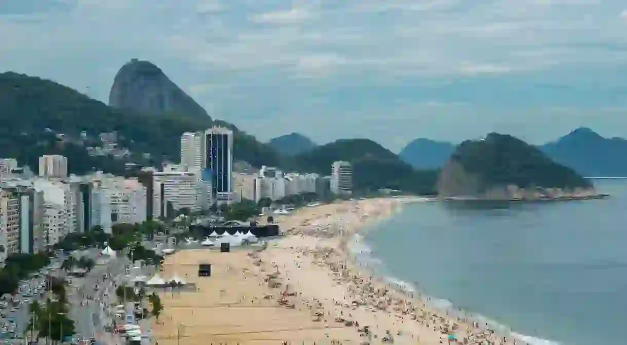 Aerial view of the Copacabana Beach in Rio de Janeiro