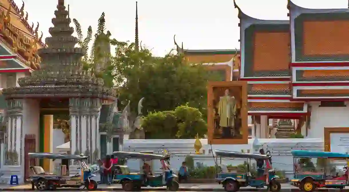 Tuk Tuk taxis in front of the Grand Palace