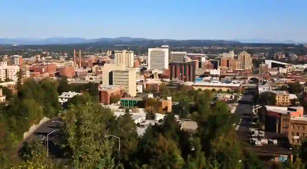 Enjoy the city skyline from Pioneer Park in Spokane