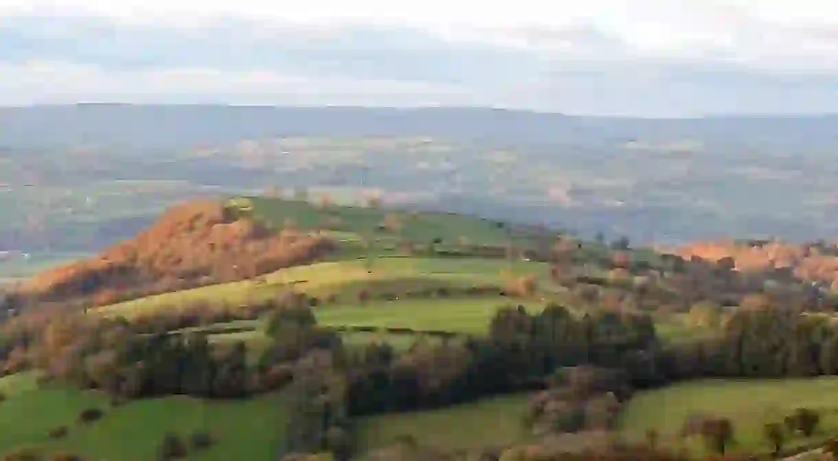 Brecon Beacons National Park landscape near Hay on Wye, Wales, UK