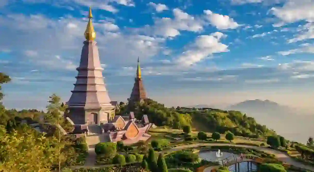 Visit Chiang Mai to see the Doi Inthanon mountain, home to two spectacular chedis