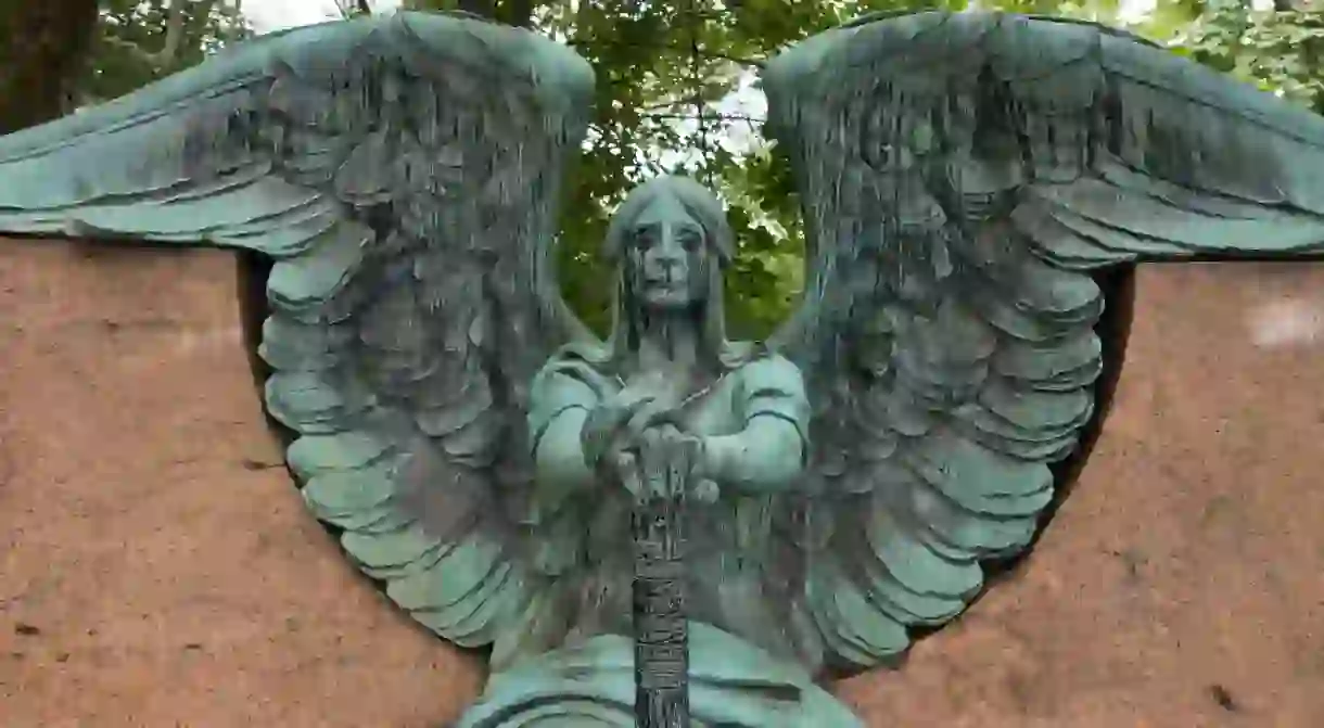 The Haserot Angel, in Lake View Cemetery, Cleveland, Ohio, looks as if he is crying