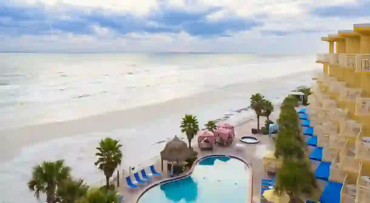 The Shores Resort and Spa sits right on the golden sand of Daytona Beach