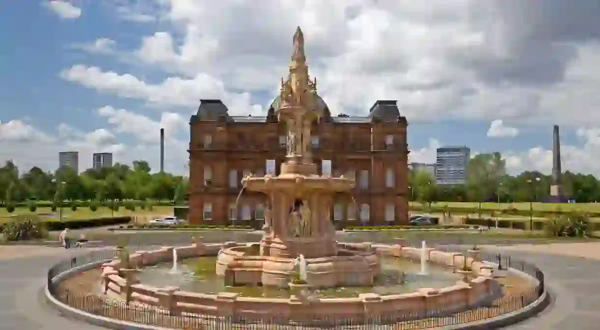 Marvel at the intricate Doulton Fountain in Glasgow Green on a trip to Scotland