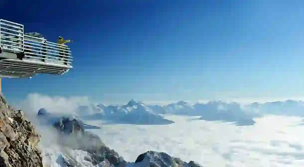 The Dachstein Skywalk near Schladming provides a stunning view of the Alps