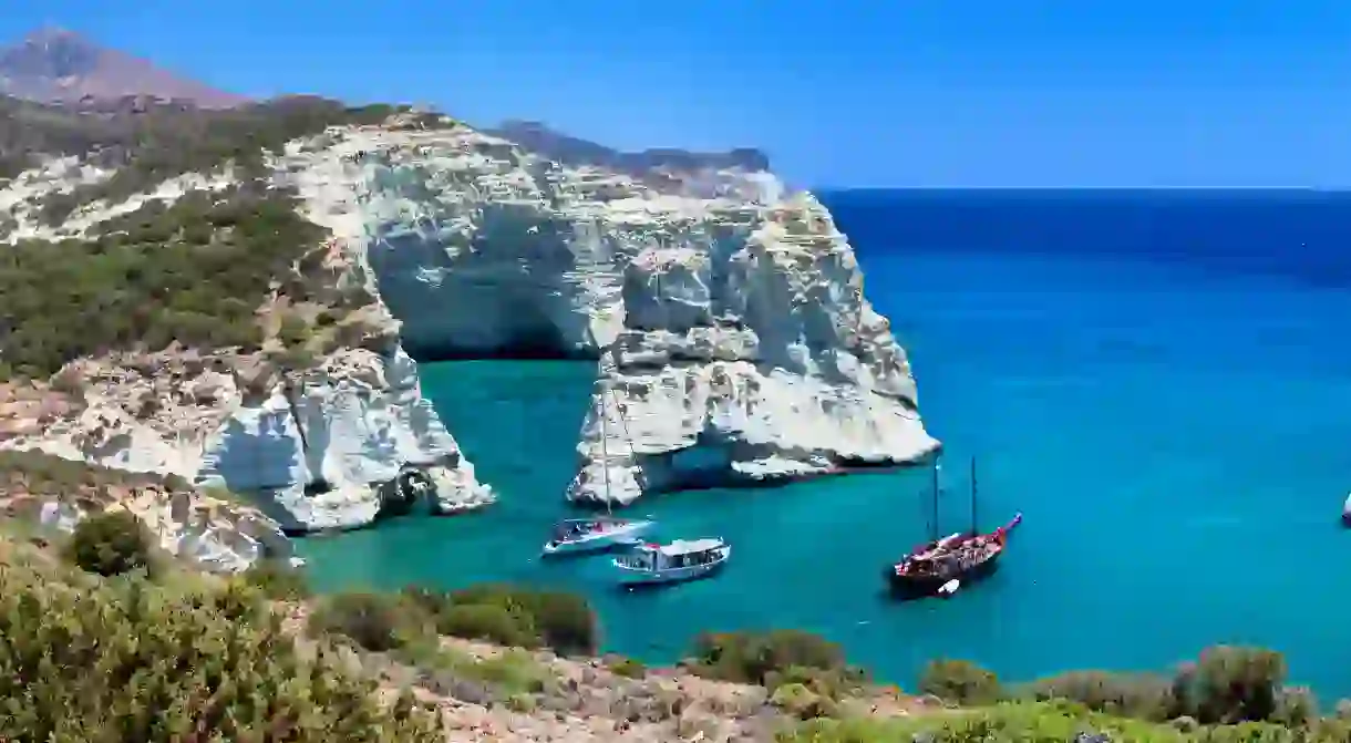 The volcanic island of Milos boasts some of the most beautiful coastal scenery in Greece