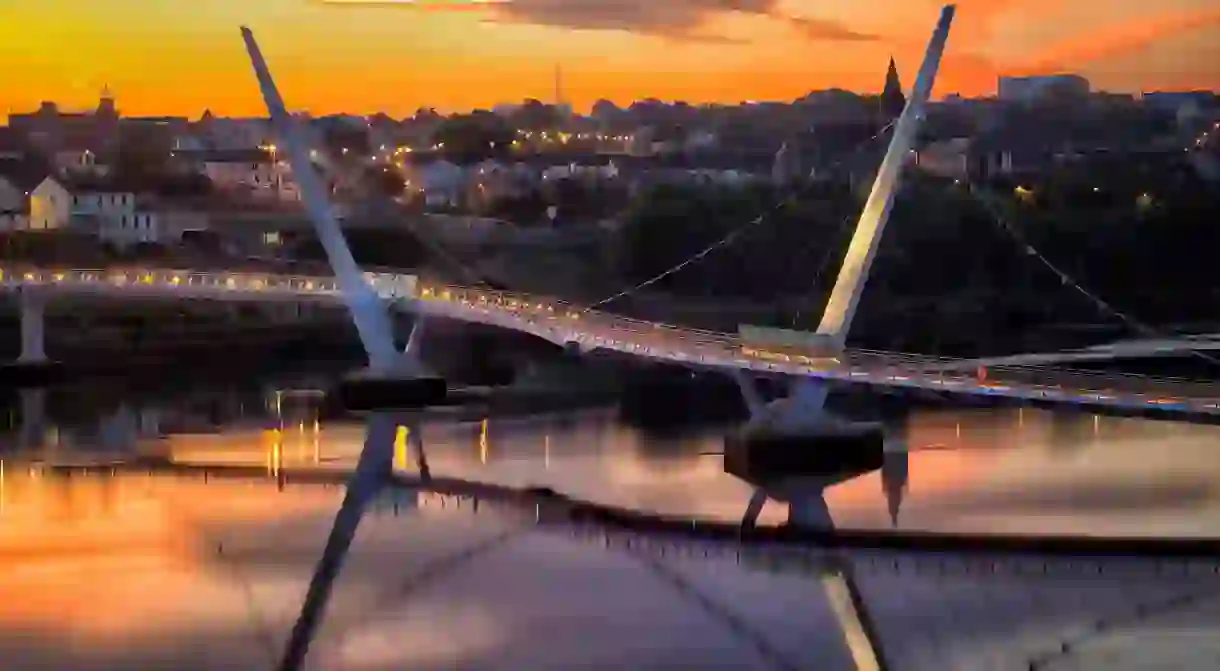 The Peace Bridge over the River Foyle in Derry/Londonderry is one sight you cant miss