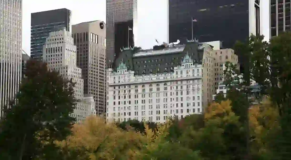 The Plaza Hotel stands proud against the Manhattan skyline