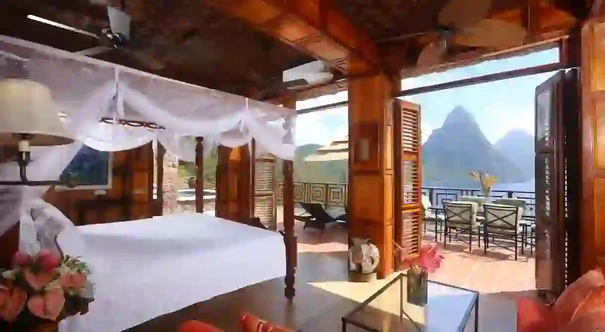 Wake up to a view of the Pitons