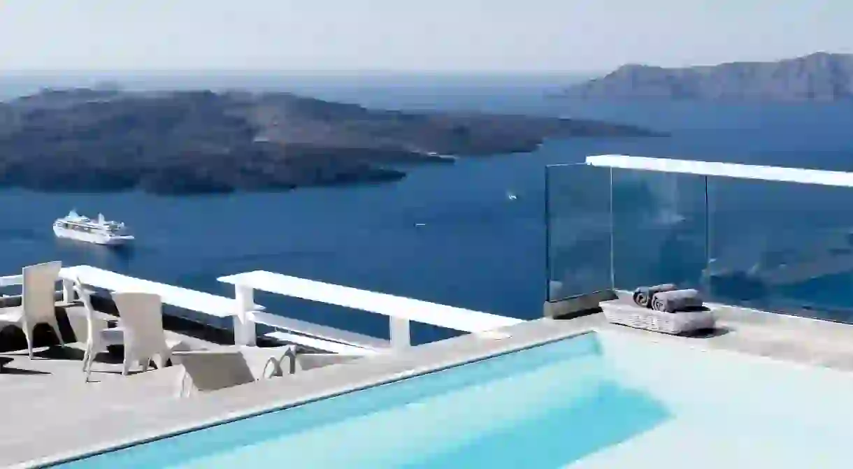 Theres no better way to appreciate the natural beauty of Santorini than from a pool with a view