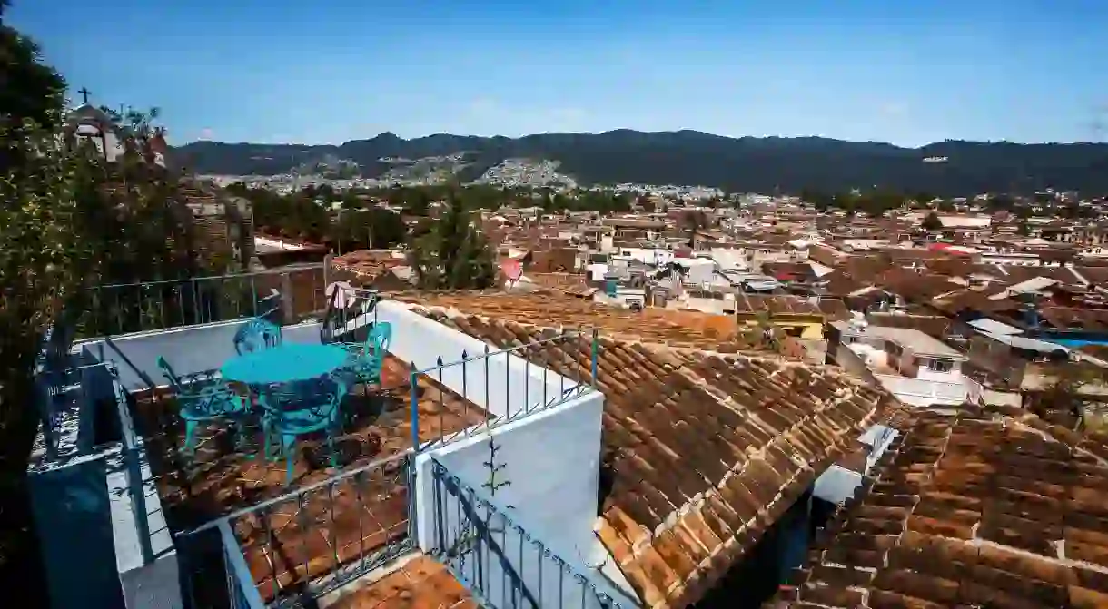 Enjoy panoramic views from the rooftop terrace of Las Escaleras, one of the best hotels in San Cristóbal de las Casas