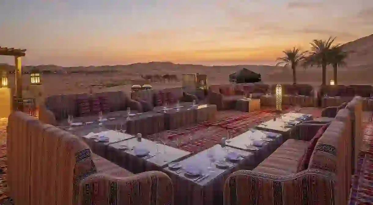 It doesnt get much more scenic than outdoor dining amidst the desert at the Qasr Al Sarab Desert Resort