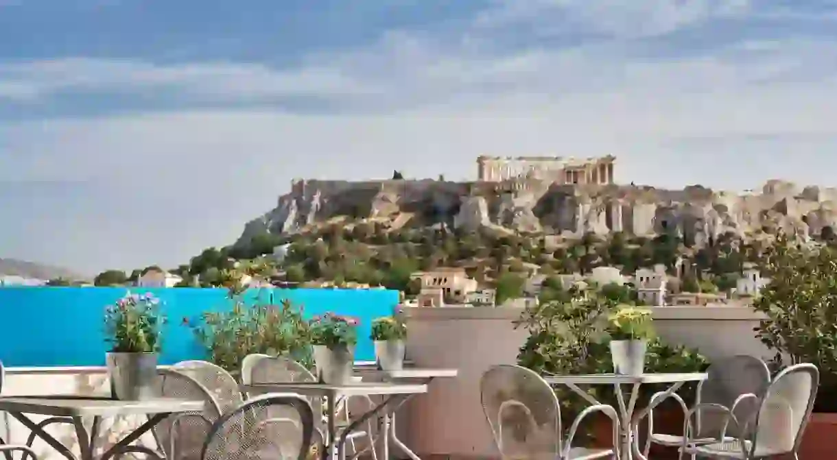 The Arion Hotels seventh-floor terrace has an excellent view of the Acropolis