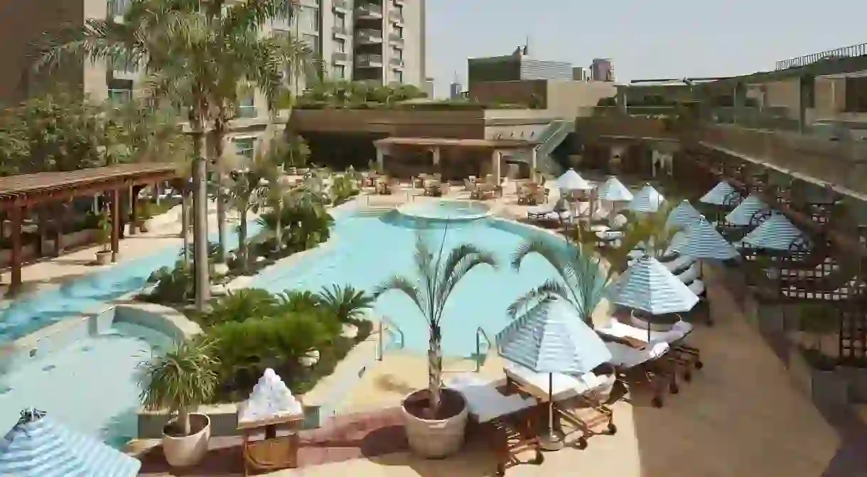 The rooftop pool at the Four Seasons Hotel