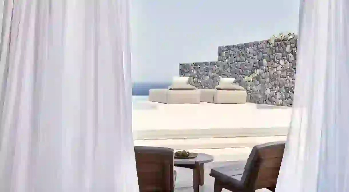 Tuck yourself away from the crowds at the Canaves Oia Epitome on Santorini