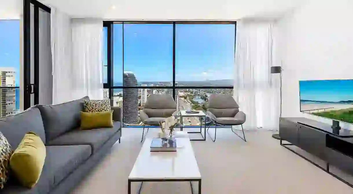 Qube Broadbeach is a beachside 40-level complex with sweeping ocean views