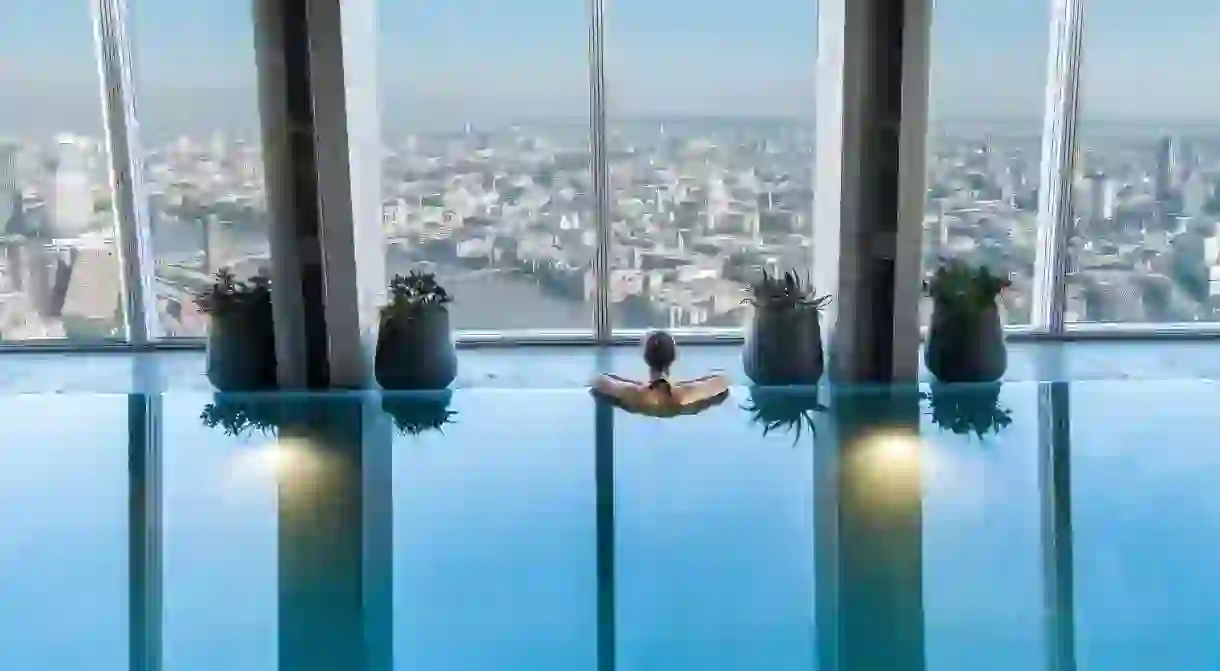 Some London hotels, such as the Shangri-La at the Shard, offer sweeping views with a relaxing swim