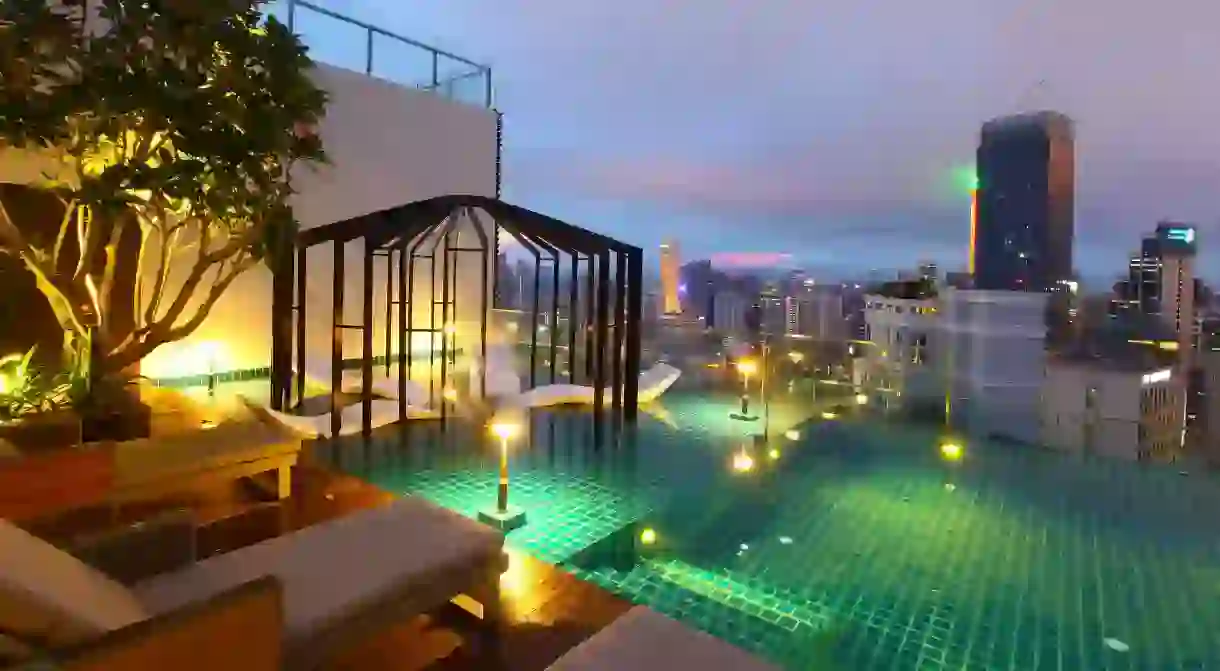 Enjoy city views from the sun-deck pool at the Tribeca Hotel in Kuala Lumpur