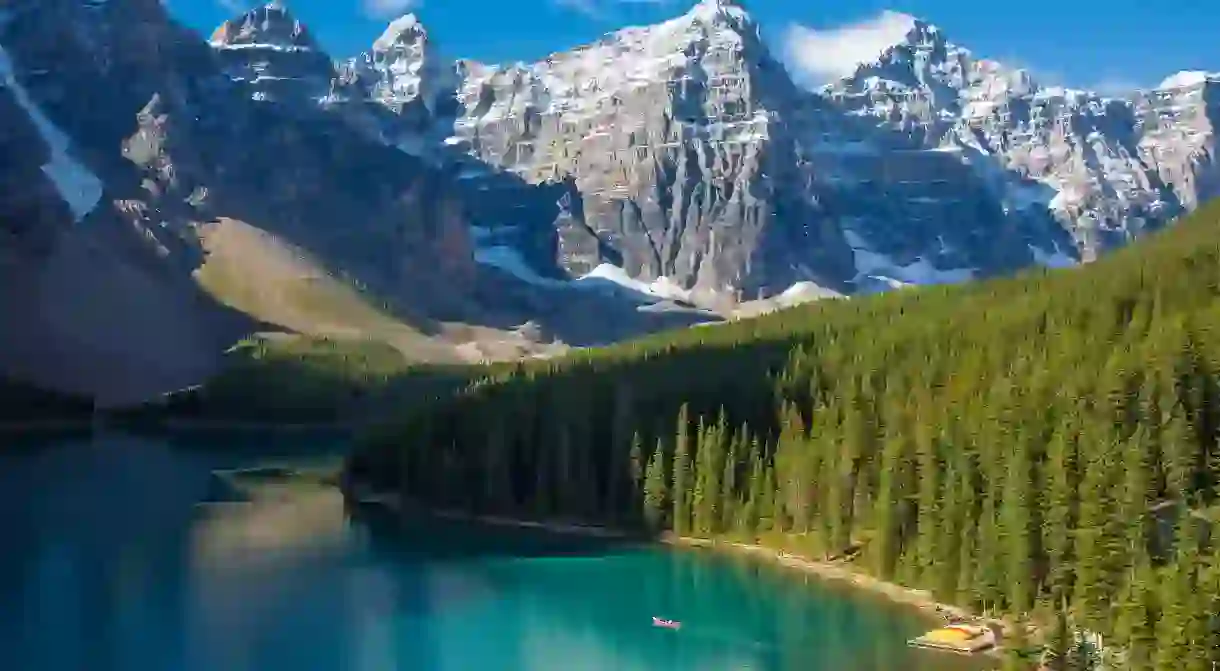 Moraine Lake in the Valley of the Ten Peaks in Banff National Park