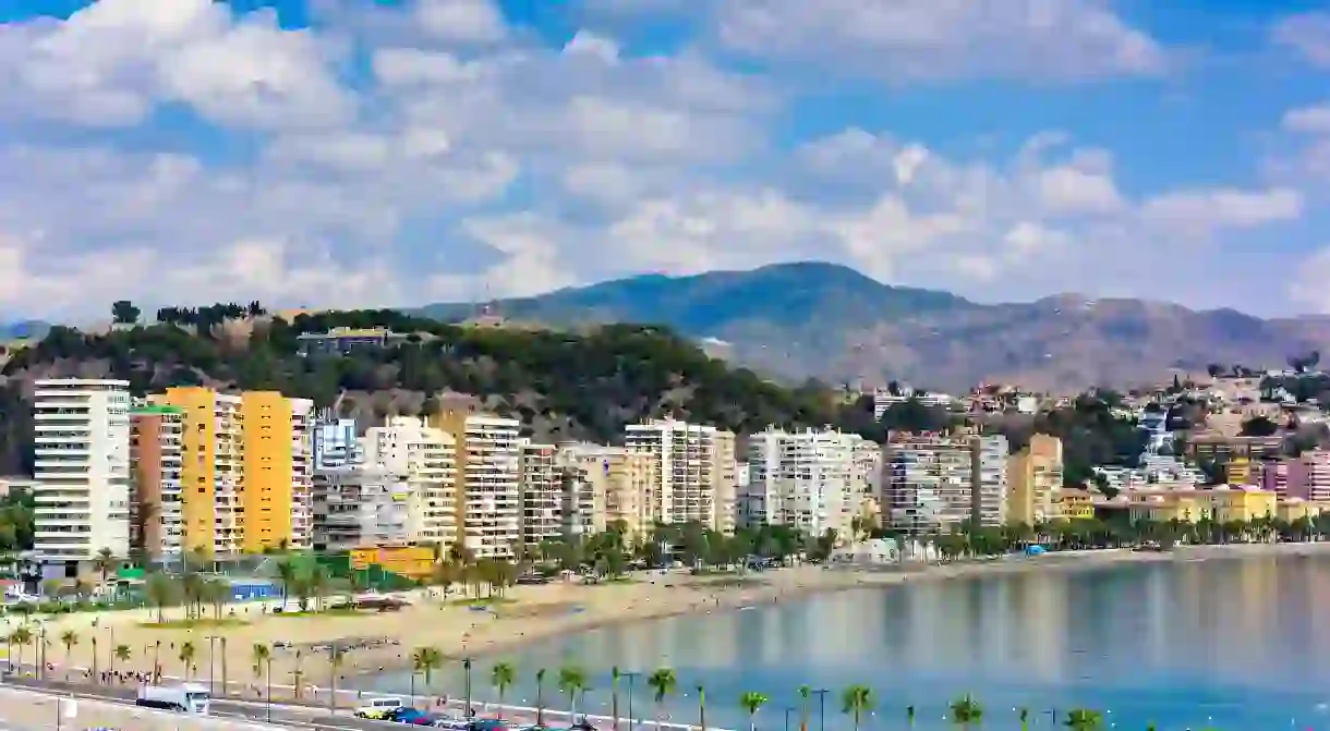 Malagueta Beach is a top place to enjoy the sunshine in Málaga – hotels are never far away