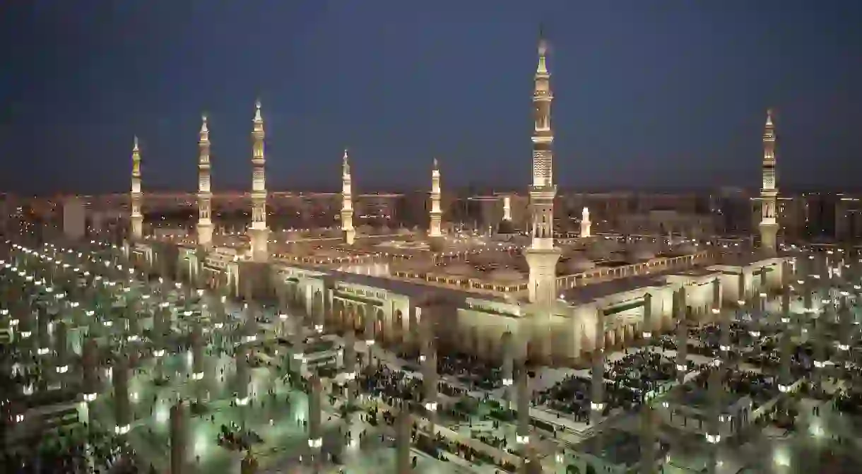 Many of Medina’s hotels are close to and offer views of the Prophet’s Mosque