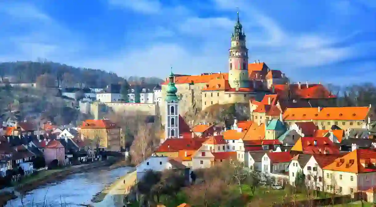 Red tile roofs of the Český Krumlov old town